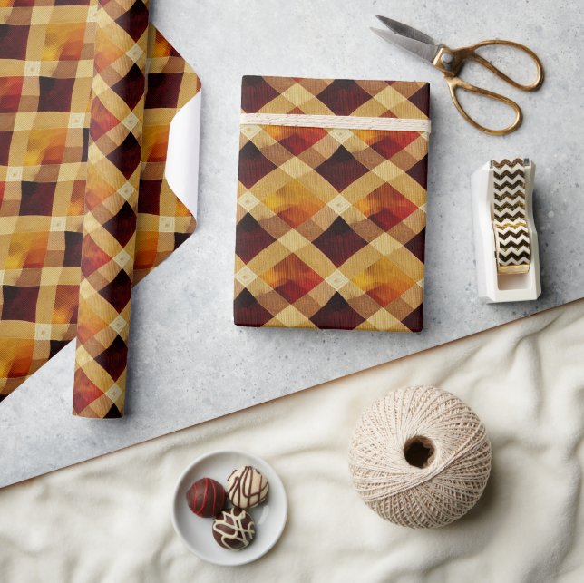Autumn Fall Modern Argyle Pattern No11 Wrapping Paper (Crafts)