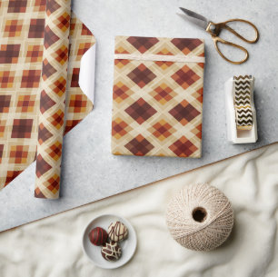 Autumn Fall Modern Argyle Pattern No15 Wrapping Paper