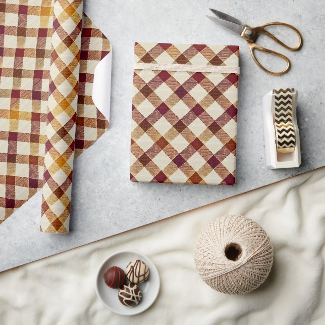 Autumn Fall Modern Argyle Pattern No7 Wrapping Paper (Crafts)