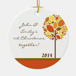 Autumn Fall Modern Tree Personalised Name Ornament