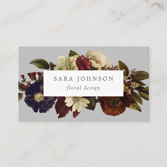 Autumn Fall Moody Floral Design Business Card (Front)