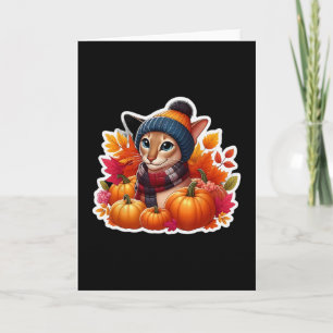 Autumn Fall Oriental Shorthair Cat Owner Thanksgiv Card