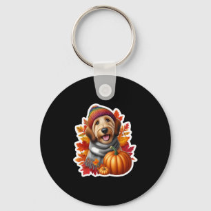 Autumn Fall Otterhound Dog Owner Thanksgiving Mom  Key Ring
