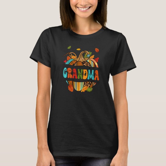 Autumn Fall Outfit Grandma Thankful Grateful Bless T-Shirt (Front)