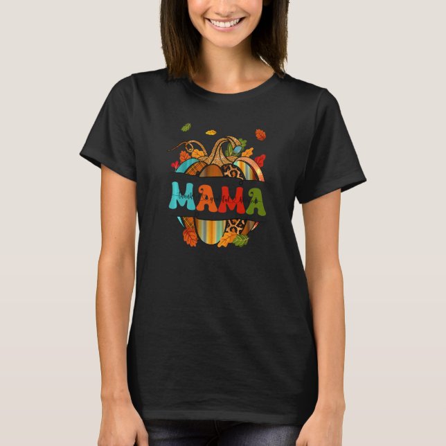 Autumn Fall Outfit Mama Thankful Grateful Blessed  T-Shirt (Front)