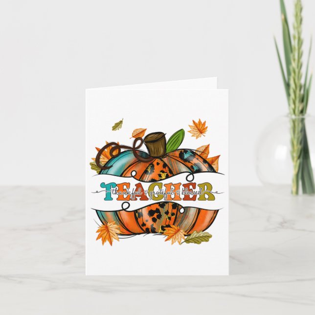 Autumn Fall Outfit Teacher Thankful Grateful Bless Card (Front)
