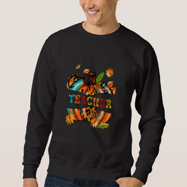 Autumn Fall Outfit Teacher Thankful Grateful Bless Sweatshirt (Front)