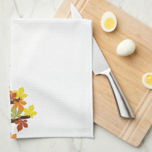 Autumn, Fall Owl with Sunflowers Tea Towel