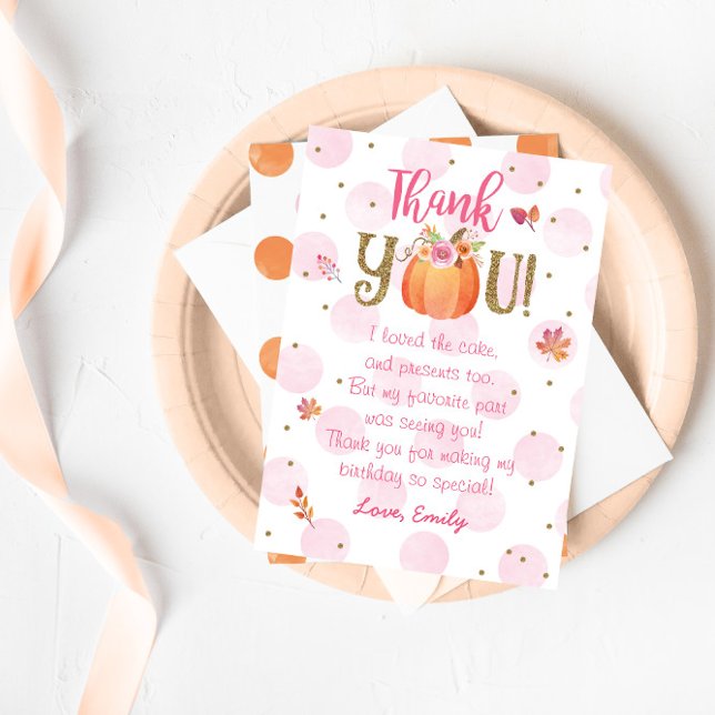 Autumn Fall Pumpkin Birthday Thank You Card (Creator Uploaded)