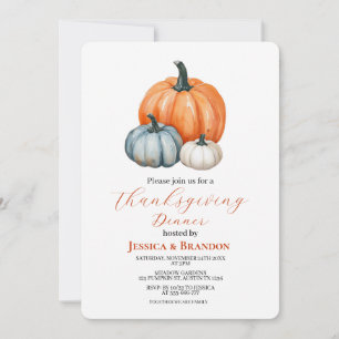 Autumn Fall Pumpkin Minimalist Thanksgiving Dinner Invitation