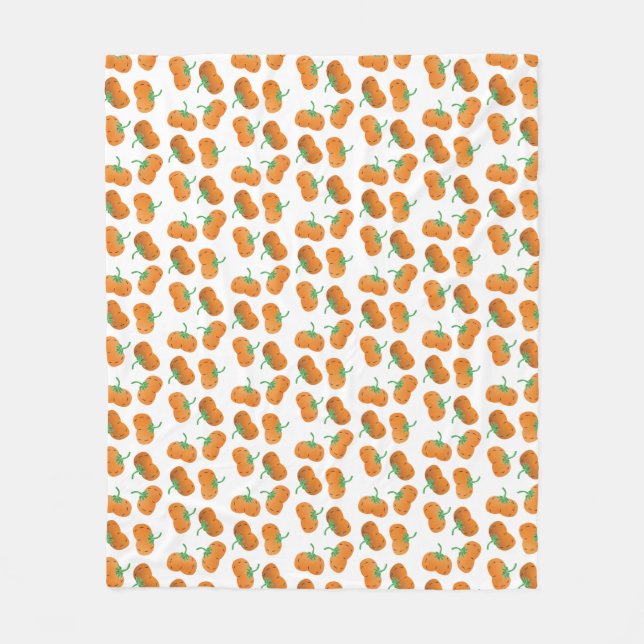 Autumn Fall Pumpkin Pattern Orange Green Fleece Blanket (Front)