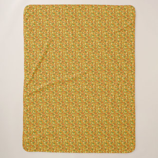 Autumn Fall Pumpkin Seeds Orange Beige Green Sherpa Blanket