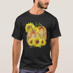 Autumn Fall Pumpkin Sunflower Cottagecore T-Shirt
