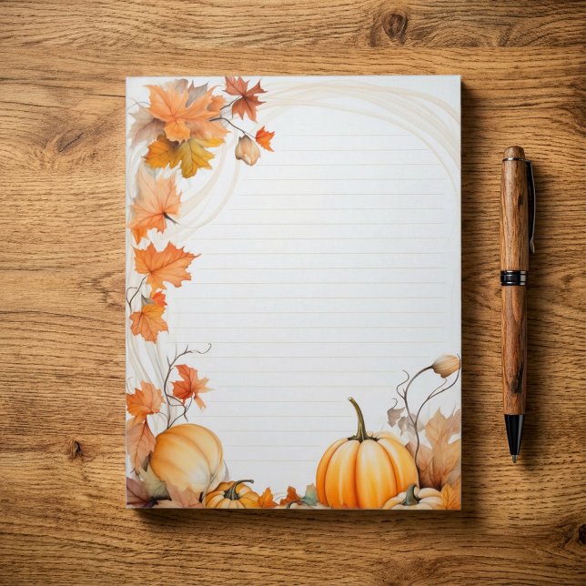 Autumn / Fall pumpkins and leaves lined note pad (Autumn / Fall pumpkins and leaves lined note pad)