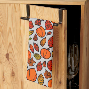 Autumn Fall Pumpkins & Leaves Kitchen   Holiiday Tea Towel