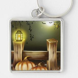 Autumn Fall Pumpkins Moon Night Destiny Key Ring