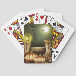Autumn Fall Pumpkins Moon Night Destiny Playing Cards