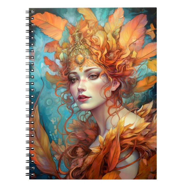 Autumn Fall Queen Goddess Fantasy Art Notebook (Front)