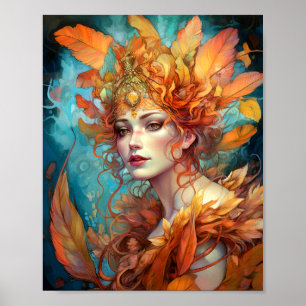 Autumn Fall Queen Goddess Fantasy Art Poster