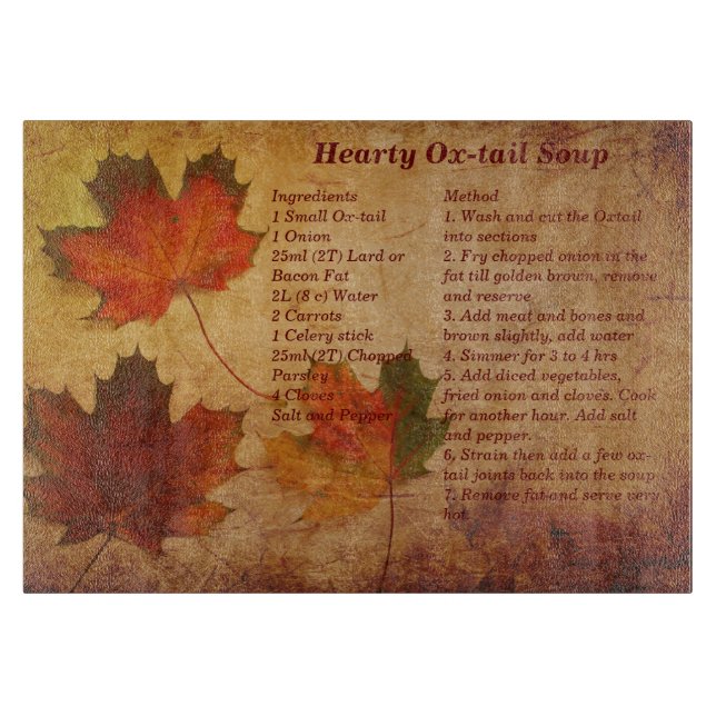 Autumn Fall Recipe Themed  Cutting Board (Front)
