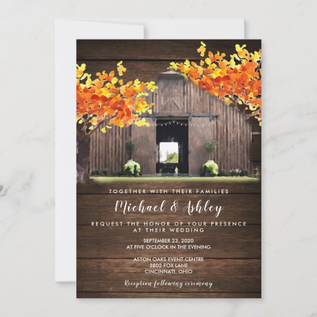 Autumn Fall Rustic Barn Country Wedding Invitation (Front)