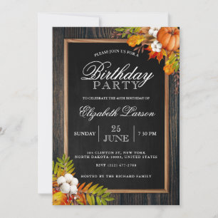 Autumn Fall Rustic Birthday Party Invitation