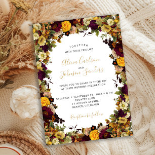 Autumn fall rustic botanical floral wedding invitation