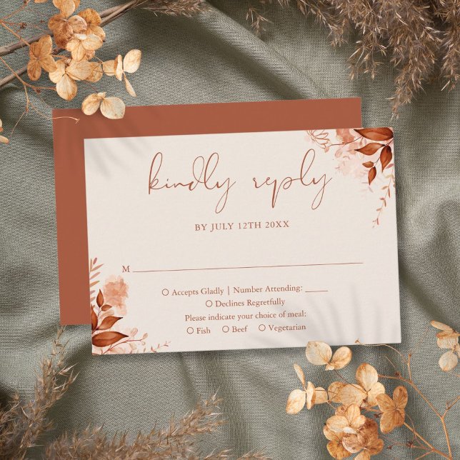 Autumn Fall Rustic Floral Elegant Wedding RSVP Card (Autumn Fall Rustic Floral Elegant Wedding RSVP Card)