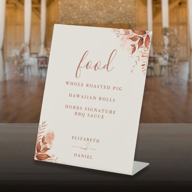 Autumn Fall Rustic Floral Food Menu Pedestal Sign (Autumn Fall Rustic Floral Food Menu Pedestal Sign)