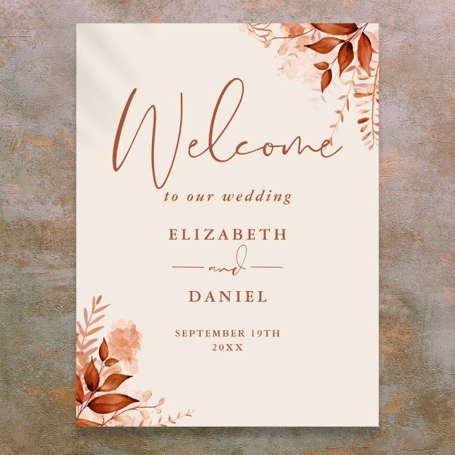 Autumn Fall Rustic Floral Wedding Welcome Sign (Autumn Fall Rustic Floral Wedding Welcome Sign)