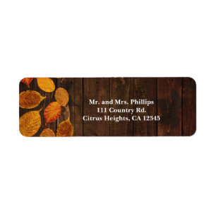 Autumn Fall Rustic Golden Leaves on Wood Wedding