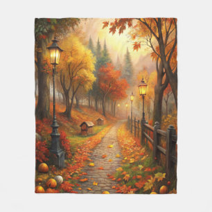 Autumn Fall Scene Fleece Blanket