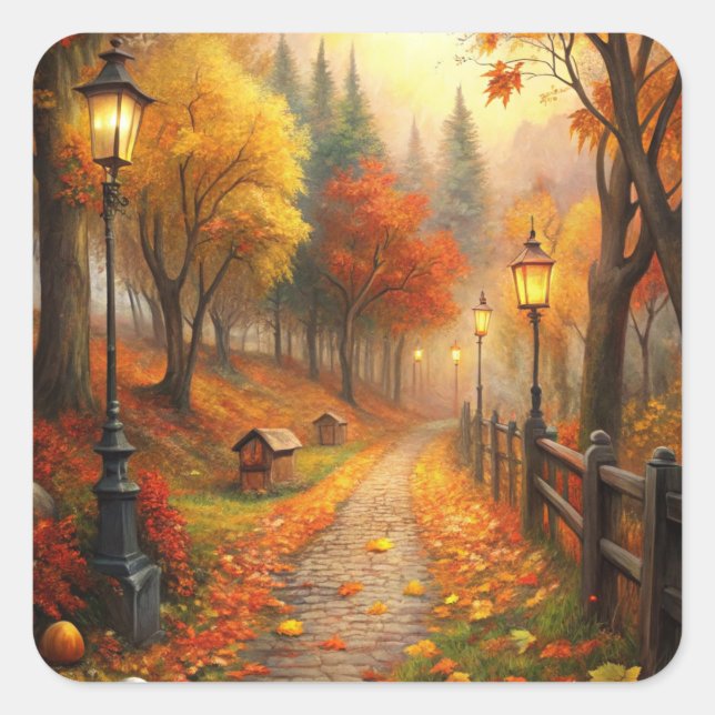 Autumn Fall Scene Square Sticker (Front)