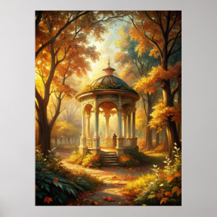 Autumn Fall Scene With Gazebo Poster