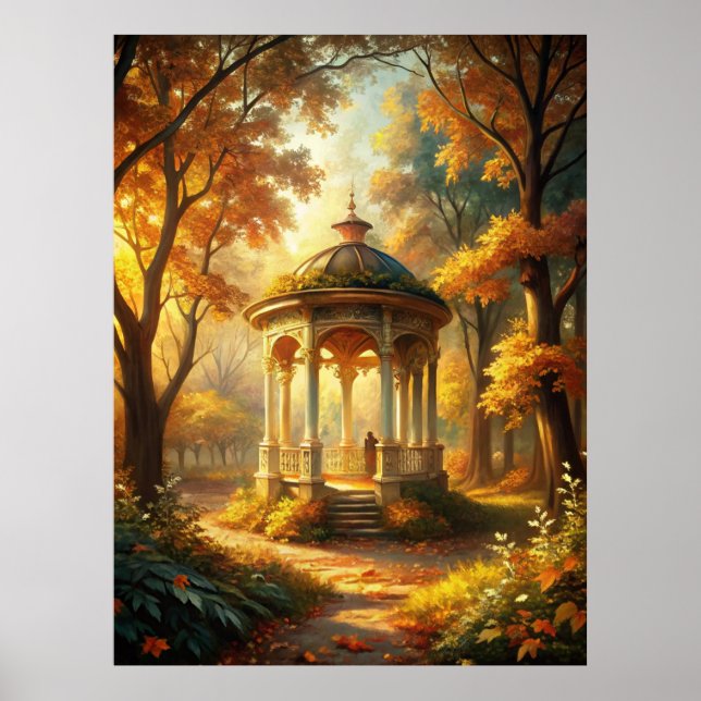 Autumn Fall Scene With Gazebo Poster (Front)