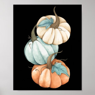 Autumn Fall Season Cute Coloured Pastel Pumpkin  Poster