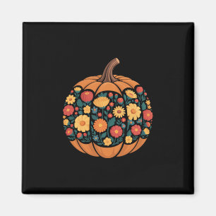 Autumn Fall Season Pumpkin Floral Wildflower Thank Magnet