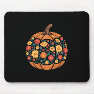 Autumn Fall Season Pumpkin Floral Wildflower Thank Mouse Pad