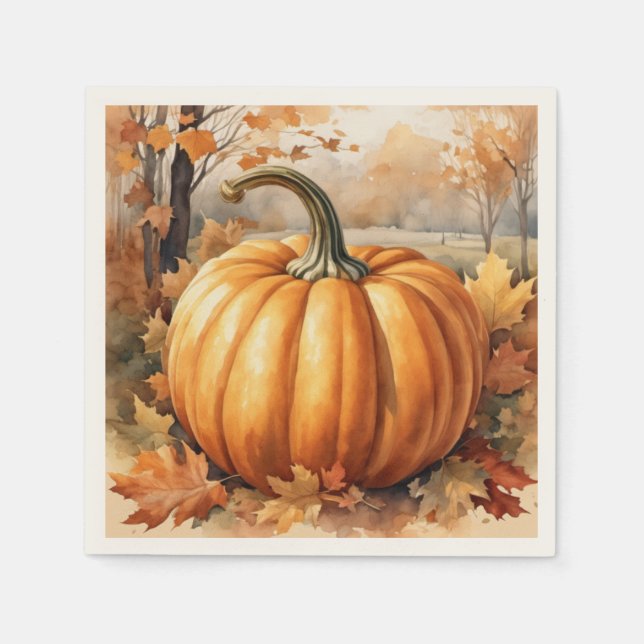 Autumn Fall Season Pumpkin Theme  Napkin (Front)