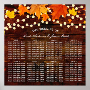 Autumn Fall String Lights Wood Rustic Wedding Seat Poster