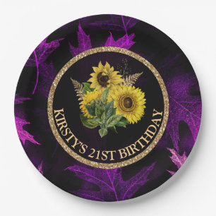 Autumn Fall sunflowers Birthday Party Paper Plate