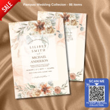Autumn Fall Terracotta Floral Pampas Grass WEDDING