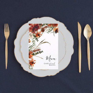 Autumn Fall Terracotta Floral Wedding Menu