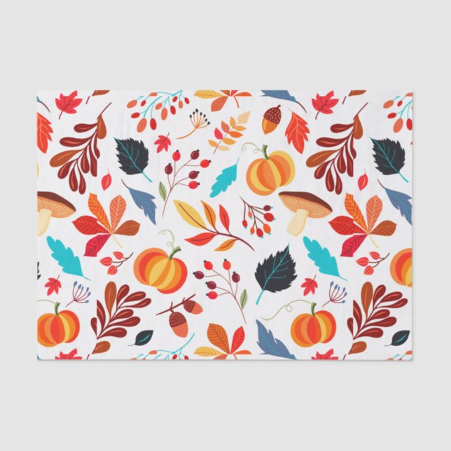 Autumn Fall Thanksgiving Halloween Pattern Tissue Paper (Front)