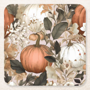 Autumn / Fall Thanksgiving pumpkins Square Paper Coaster