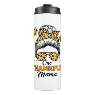 Autumn Fall Thanksgiving Shirts, One Thankful Mama Thermal Tumbler