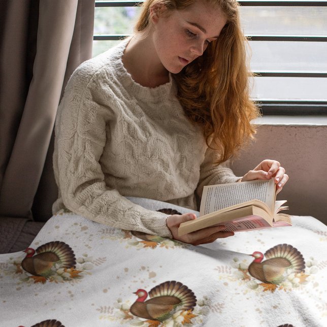 Autumn Fall Thanksgiving Turkey  Fleece Blanket (Simple thanksgiving turkey pattern blanket.)