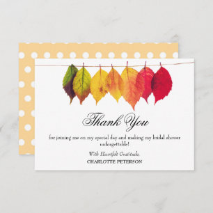 Autumn Fall Theme Bridal Shower  Thank You Card