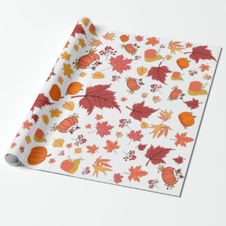 Autumn/Fall Themed Flower Pumpkin Pattern Wrapping Paper