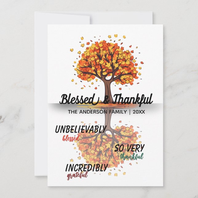 Autumn Fall Tree Happy Thanksgiving Blessed Invitation (Front)